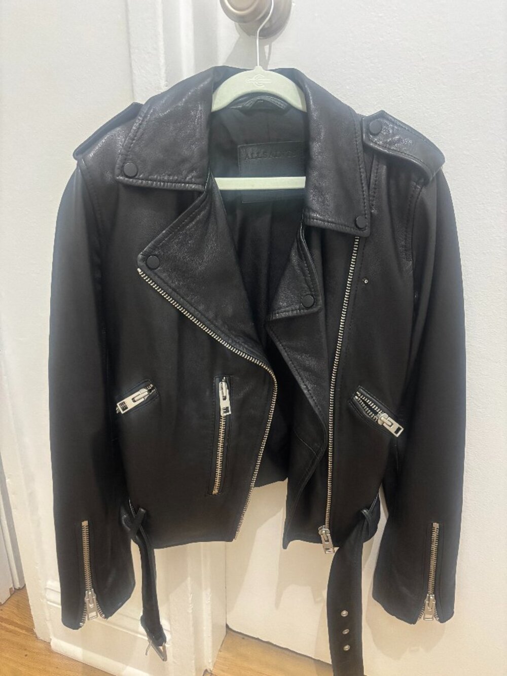 All Saints Black Real Leather Moto Jacket